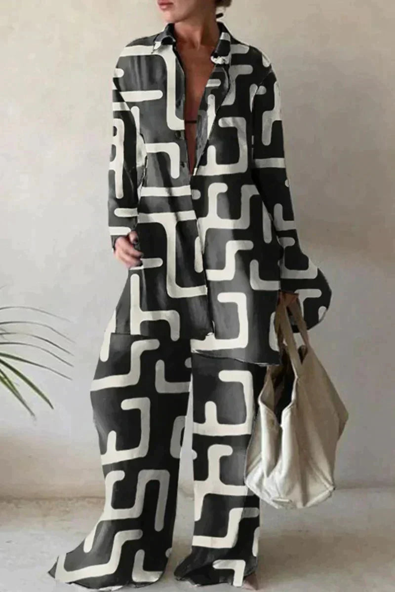 Stylový set lněných kalhot a košile - irský