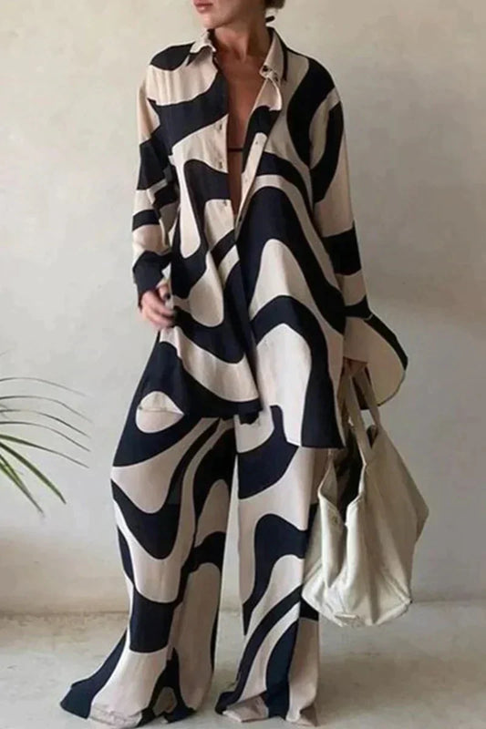 Stylový set lněných kalhot a košile - irský