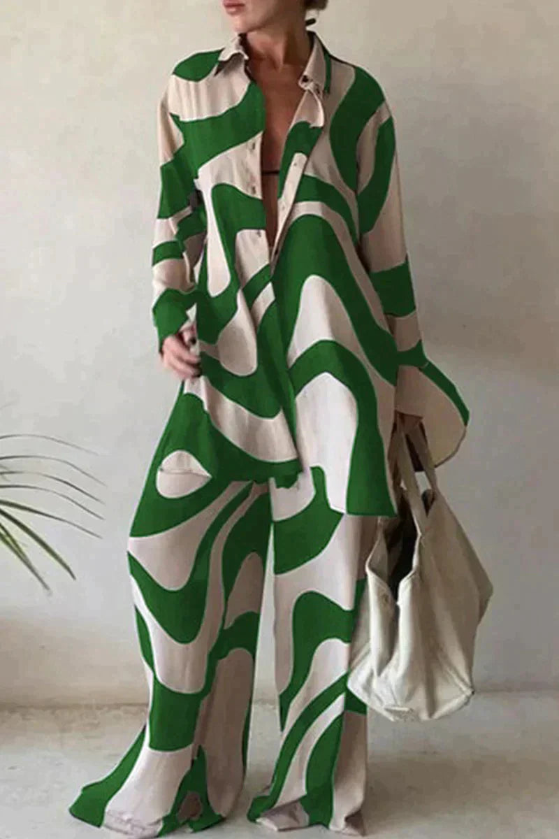 Stylový set lněných kalhot a košile - irský