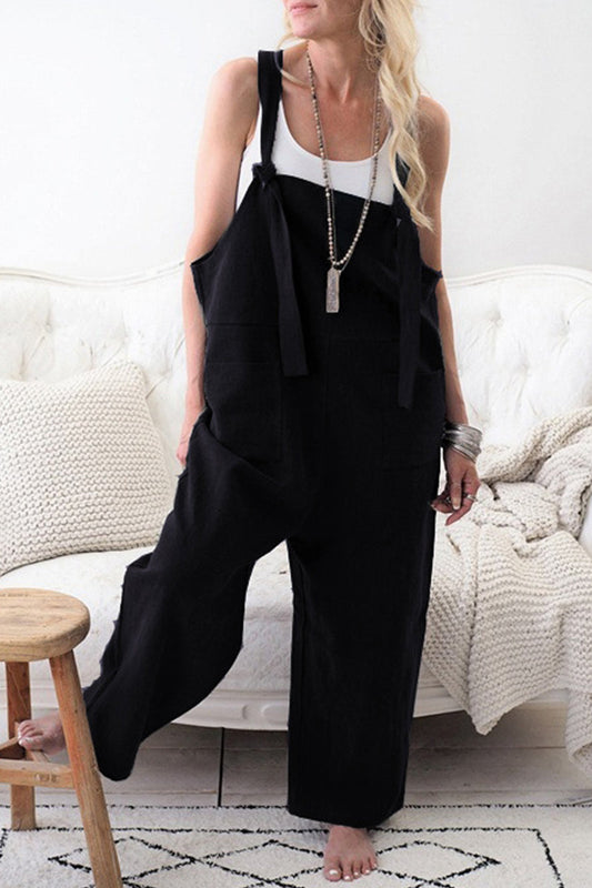 Casual Solid make old patchwork square collar loose overals (5 barev)