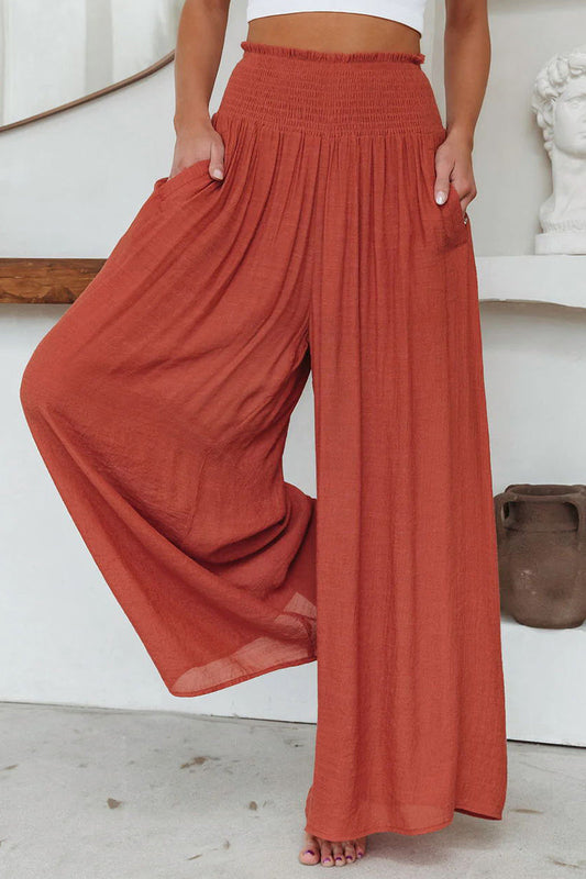Casual everyday solid pocket folding loose high waist wide leg jednobarevné šortky (3 barvy)