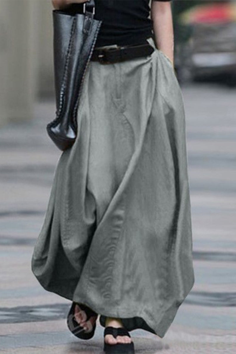 Casual Simplicity Solid Beltless Loose High Waist Type A Solid Colour Kalhoty (5 barev)