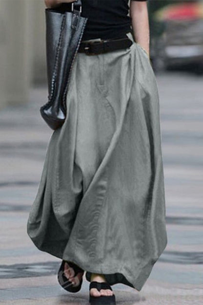Casual Simplicity Solid Beltless Loose High Waist Type A Solid Colour Kalhoty (5 barev)