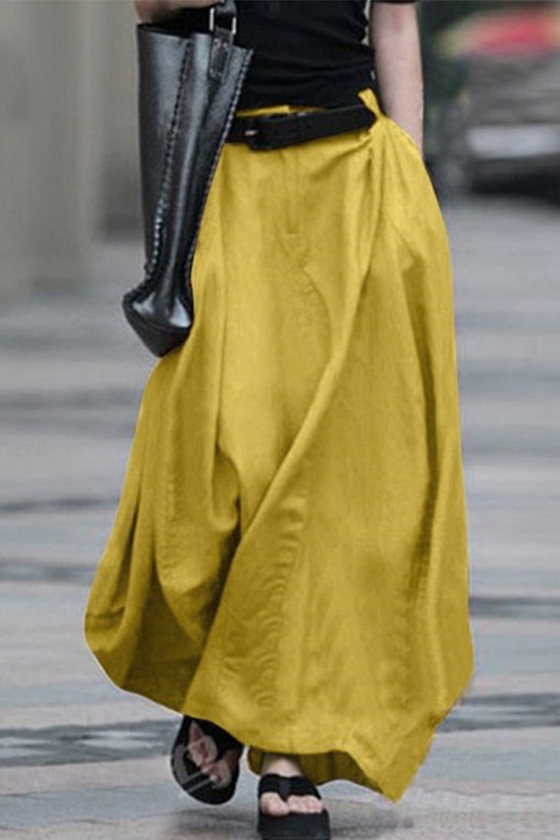 Casual Simplicity Solid Beltless Loose High Waist Type A Solid Colour Kalhoty (5 barev)
