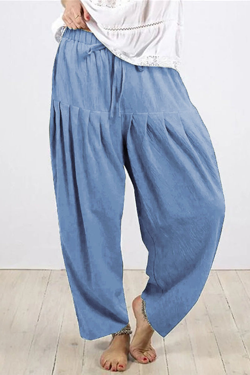 Casual Solid Frenulum Fold Loose High Waist Harlan Jednobarevné kalhoty (10 barev)