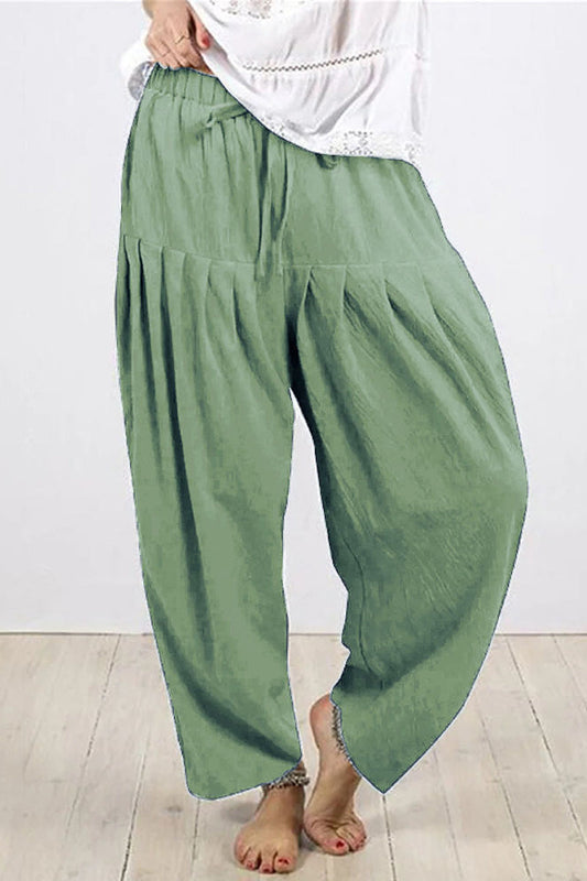 Casual Solid Frenulum Fold Loose High Waist Harlan Jednobarevné kalhoty (10 barev)
