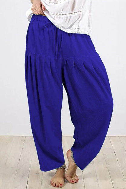 Casual Solid Frenulum Fold Loose High Waist Harlan Jednobarevné kalhoty (10 barev)