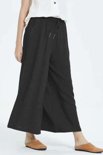 LD Casual simplicity solid make old loose high-waisted wide leg jednobarevné šortky (8 barev)