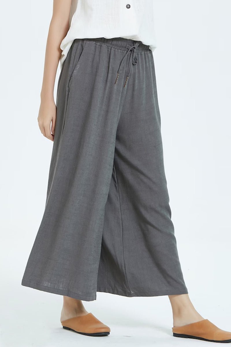 LD Casual simplicity solid make old loose high-waisted wide leg jednobarevné šortky (8 barev)
