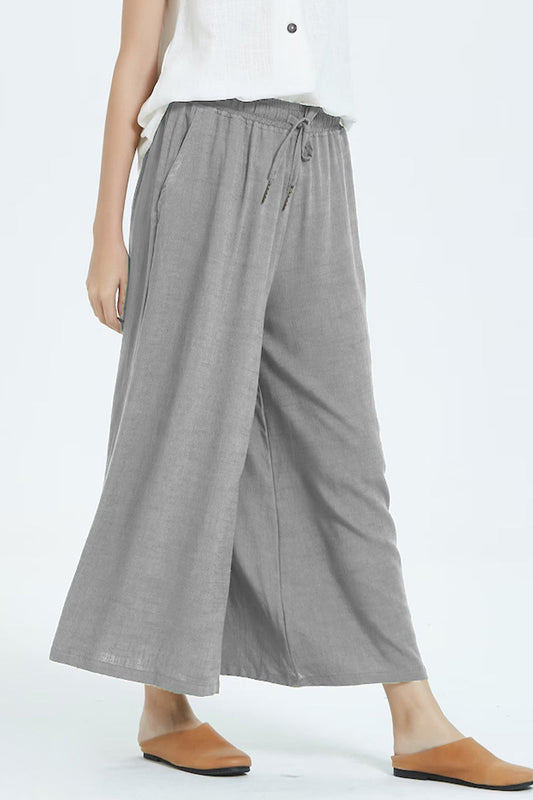 LD Casual simplicity solid make old loose high-waisted wide leg jednobarevné šortky (8 barev)