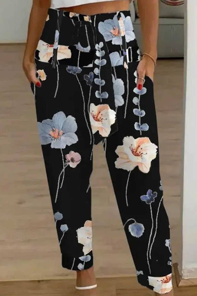 Casual Patchwork Bag Print Loose Mid Waist Harlan Else Plavky