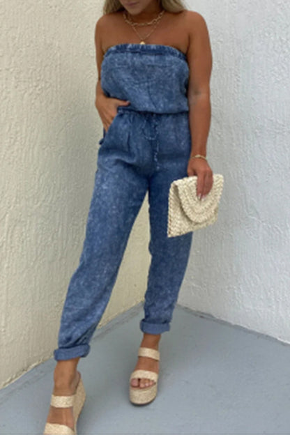 Ležérní jednobarevné-make-old-bag strapless regular overaly