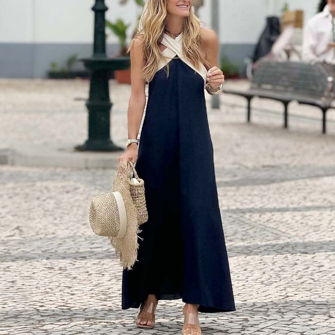 Elegantní dlouhé šaty s překříženým výstřihem pro zvláštní příležitosti