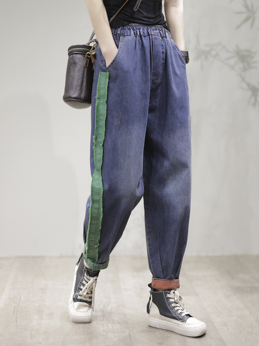 LD Vintage Loose Fit Patch Denim kalhoty Kalhoty