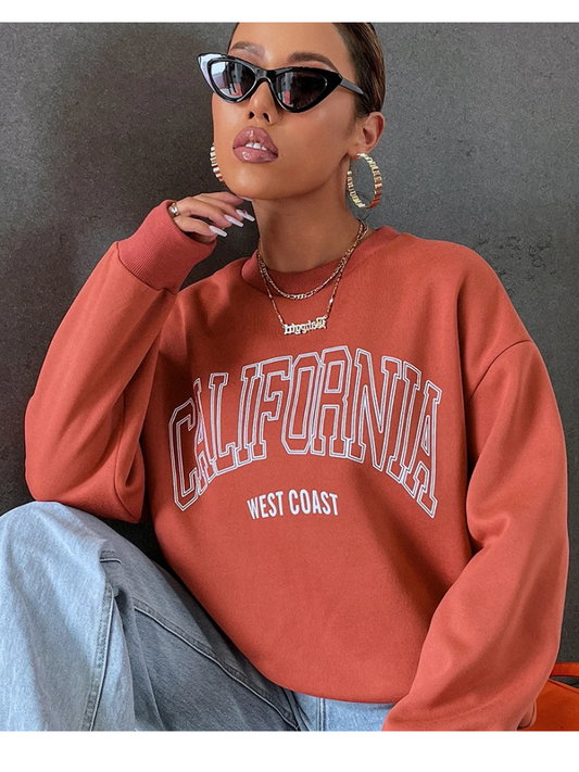 Shanna | Oversized Sweatshirt With California Text Print For Women
