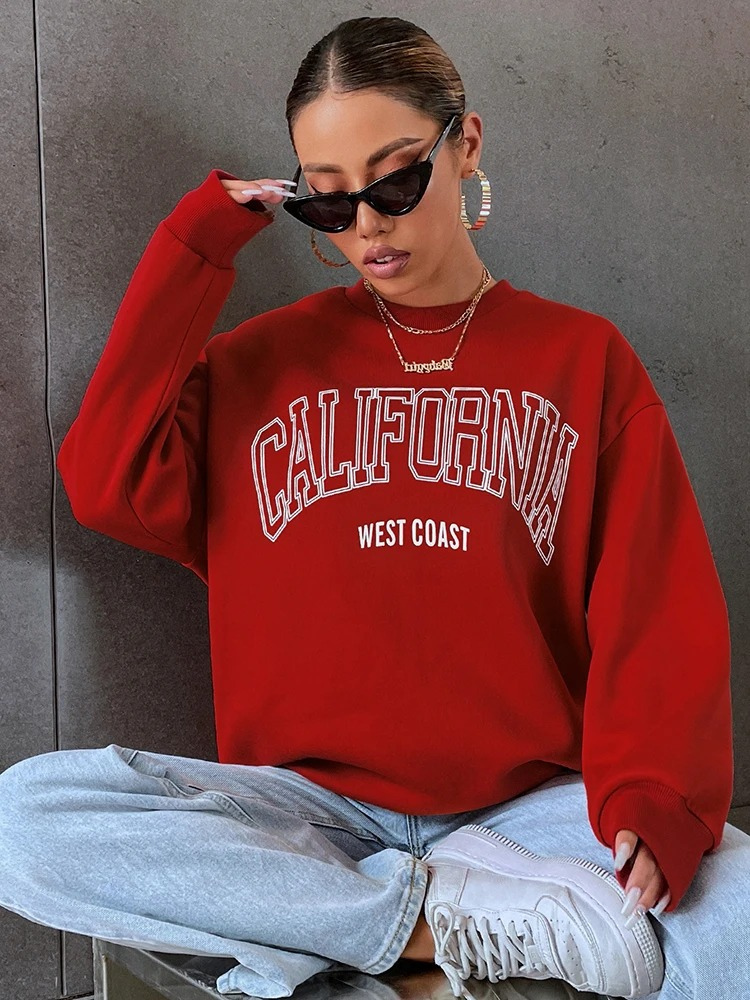 Shanna | Oversized Sweatshirt With California Text Print For Women