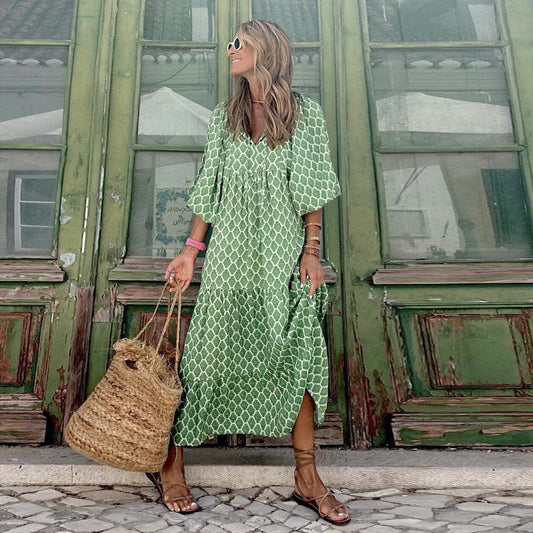 Gabriela - Kvalitní maxi šaty s krásným vzorem