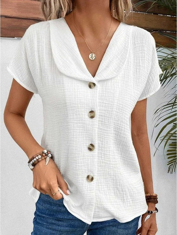 Vero Blouse | Elegantní top se stylovým límcem a knoflíkovými akcenty