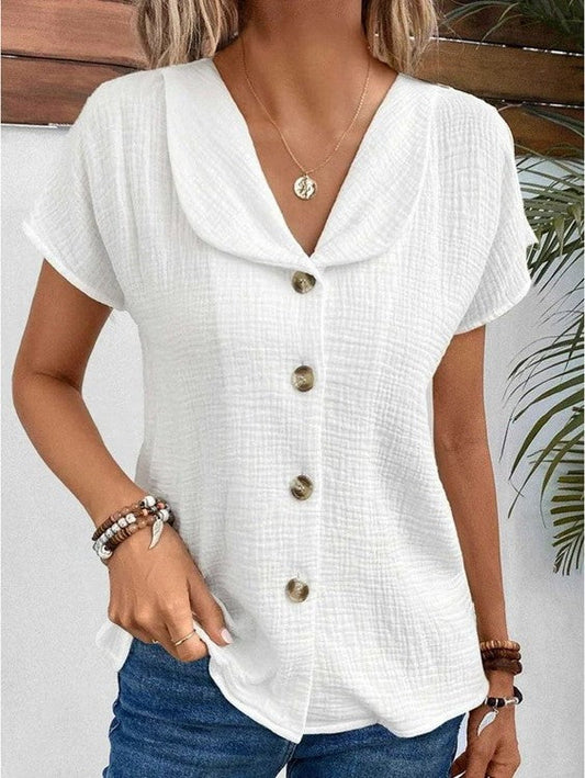 Vero Blouse | Elegantní top se stylovým límcem a knoflíkovými akcenty
