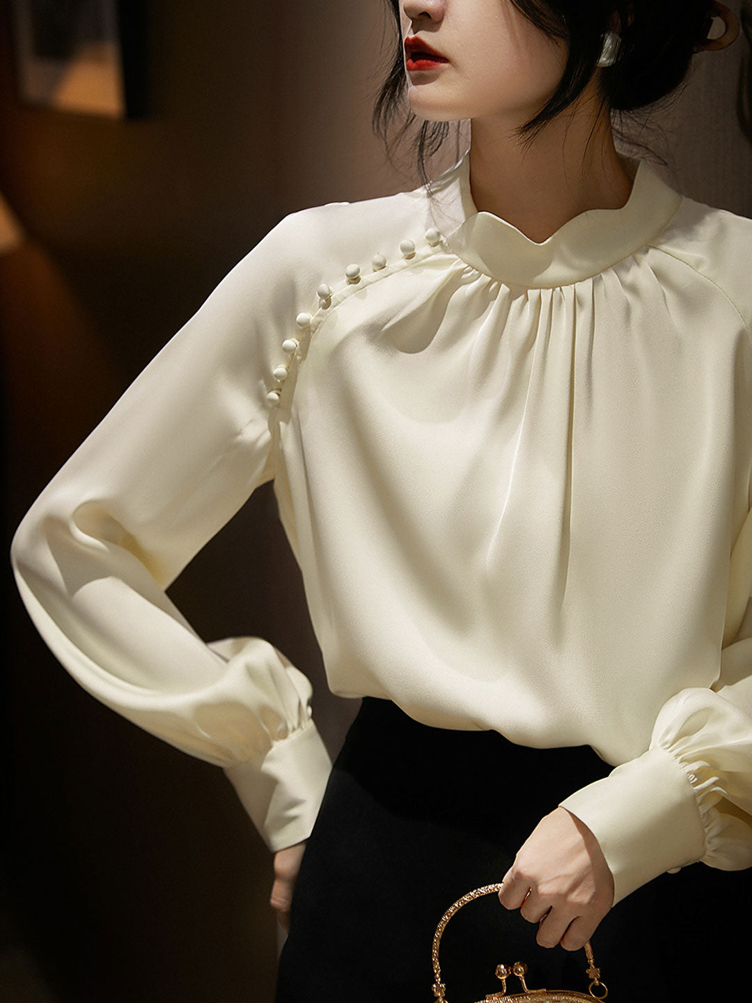 Firouza Blouse | Dámské šaty s dlouhými rukávy a zapínáním na knoflíky