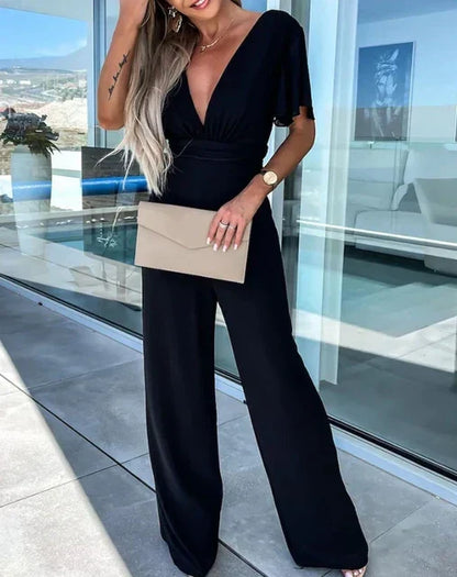 Anaïs - Kombinéza s volánkovými rukávy a širokými nohavicemi
