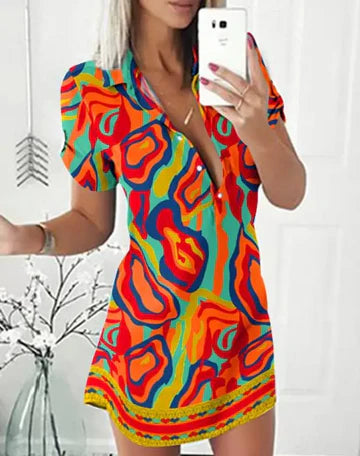 Aurora - Elegantní mini šaty s potiskem