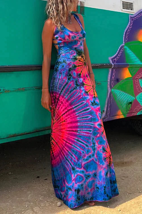 Layiah - Maxi šaty s krajkou a potiskem Tie-Dye