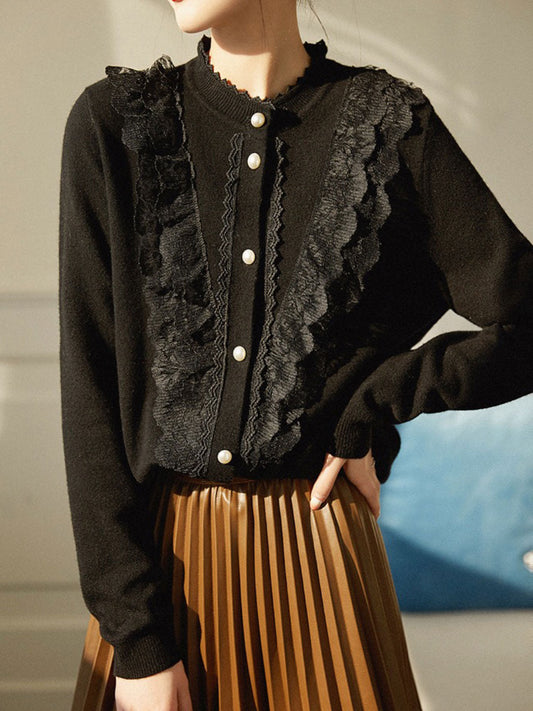 Vesta Denny | Dames Crew Hals Kanten Vest