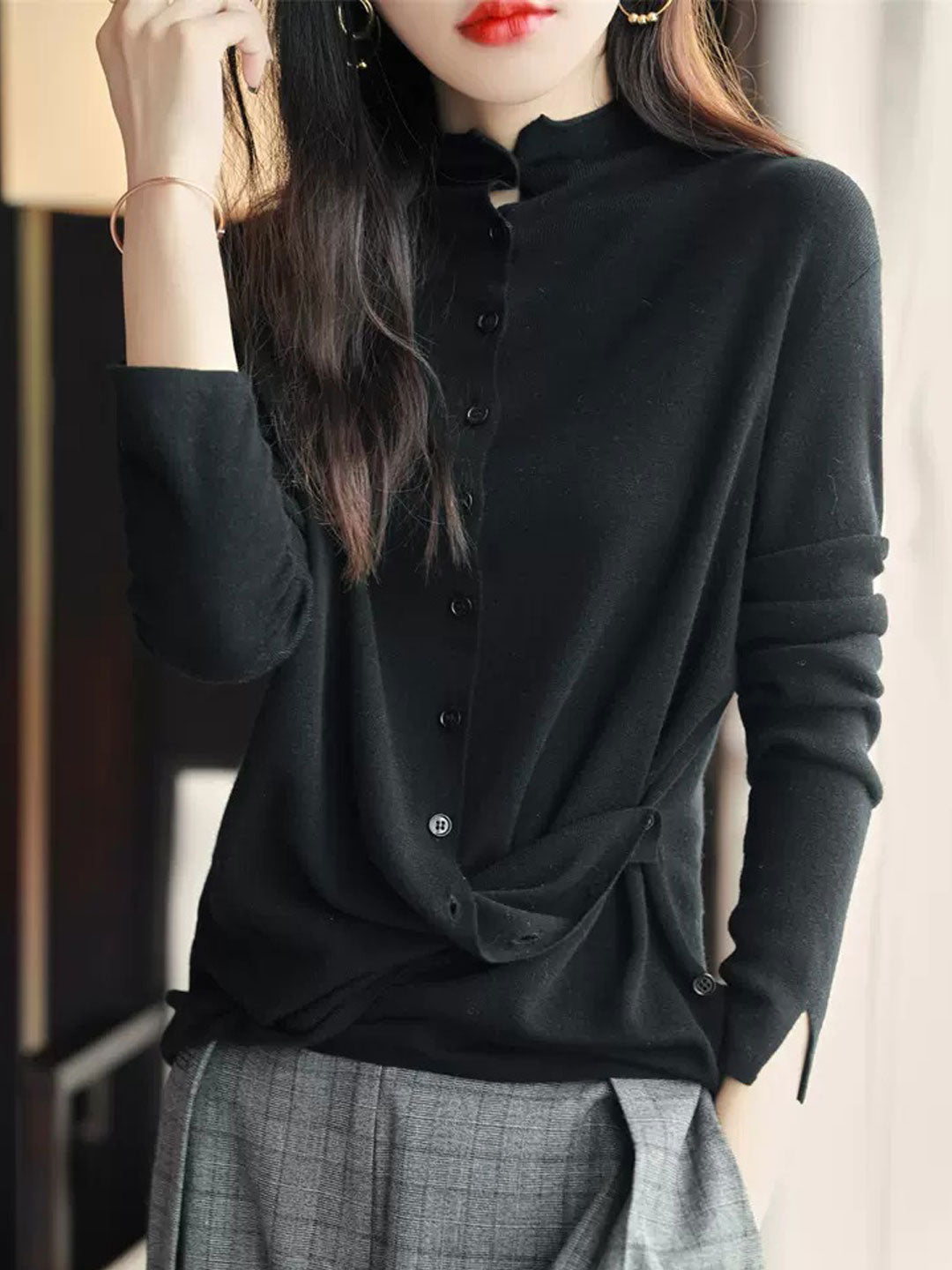 Vesta Delilla | Vesta Casual Ronde Hals Gebreid