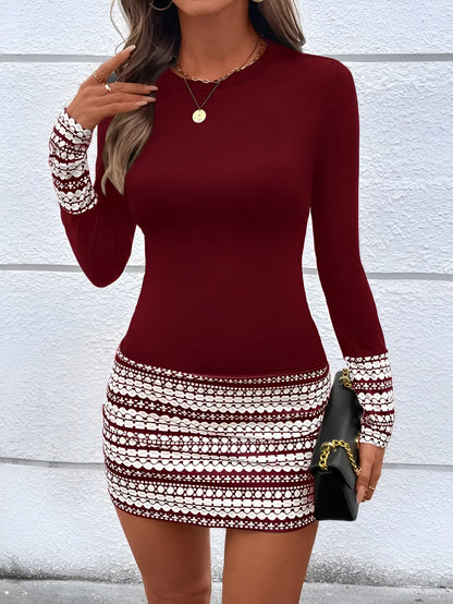 Brigida | Pruhované bodycon mini šaty s kulatým výstřihem