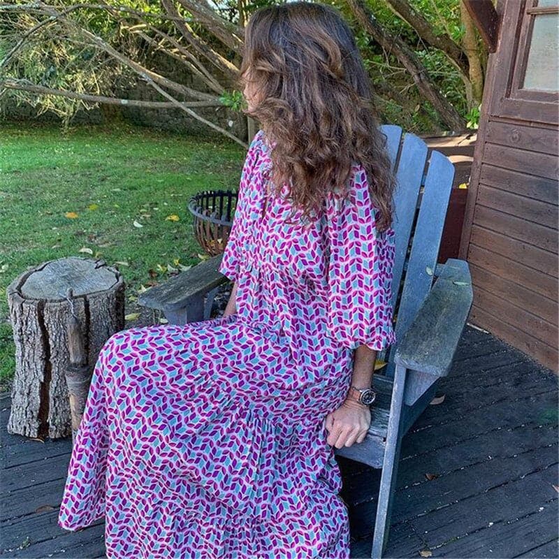 Gabriela - Kvalitní maxi šaty s krásným vzorem