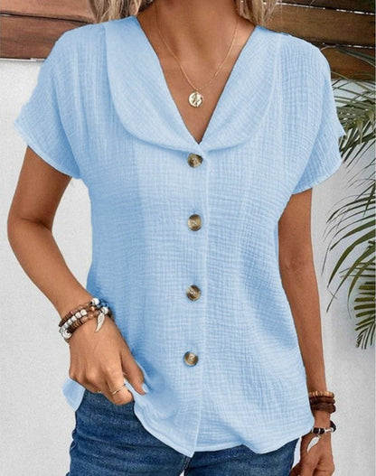 Vero Blouse | Elegantní top se stylovým límcem a knoflíkovými akcenty