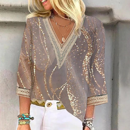 Luna | Boho-Chic letní halenka s výstřihem do V