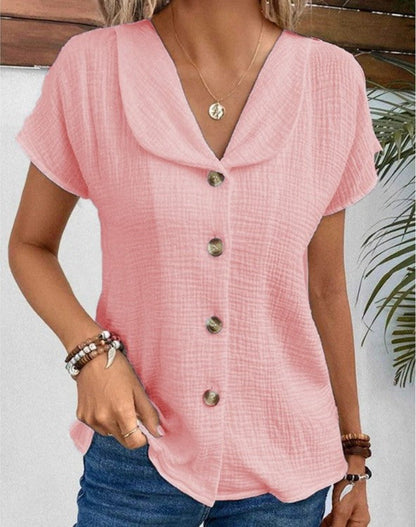Vero Blouse | Elegantní top se stylovým límcem a knoflíkovými akcenty