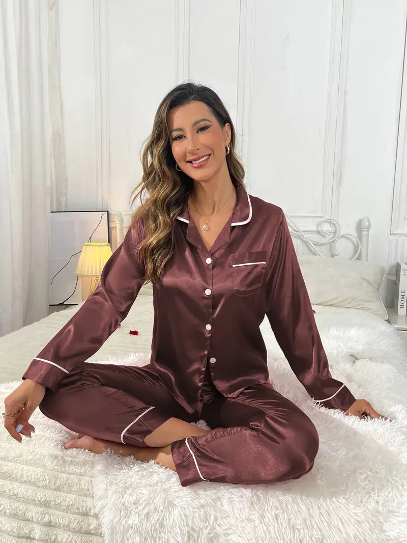 Heidi Fashion - Saténové dámské pyžamo