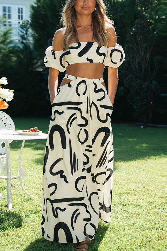 Allegra - Crop Top bez ramen a Maxi Rok Set