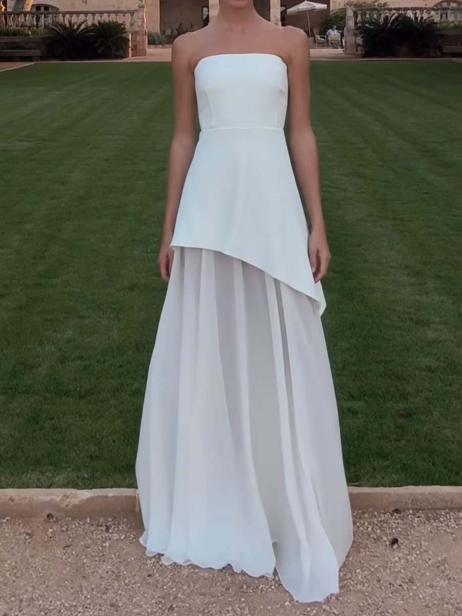 Elegantní šaty bez ramínek s asymetrickým vzorem pro zvláštní příležitosti