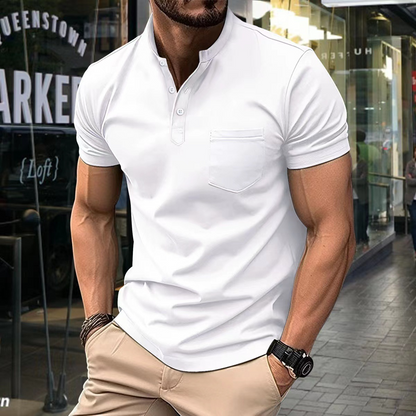 Elegantní pánská polokošile s půlkulatým límečkem