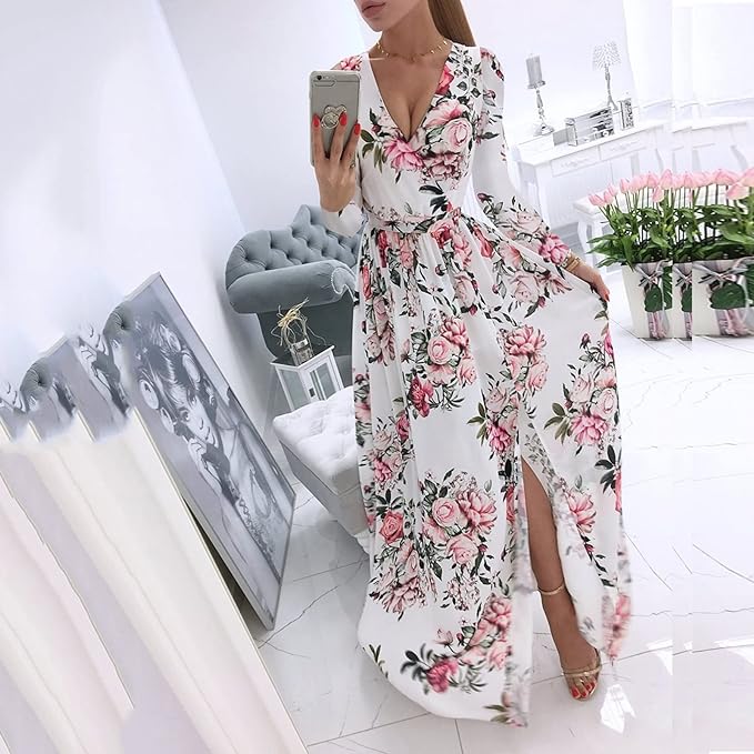 Celeste - Elegantní bohémské šaty s dlouhými rukávy