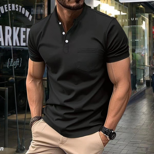 Elegantní pánská polokošile s půlkulatým límečkem