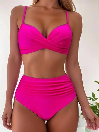 Dámské bikiny - Tropical Collection - zářivý potisk, výstřih do V, nastavitelná ramínka - ideální pro slunečné dny