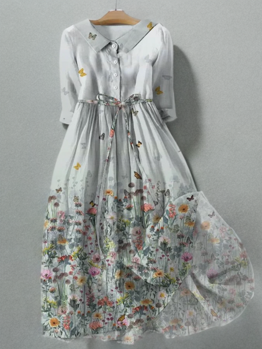 Alesha - Vintage styl kapesní šaty s květinami