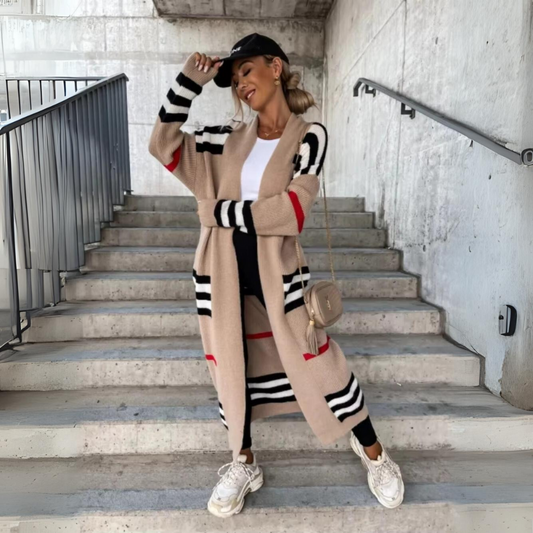 Alina - Elegantní dlouhý pruhovaný svetr