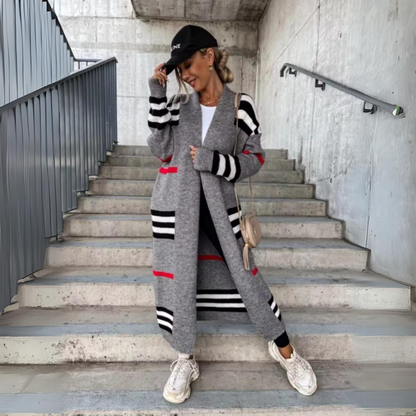Alina - Elegantní dlouhý pruhovaný svetr