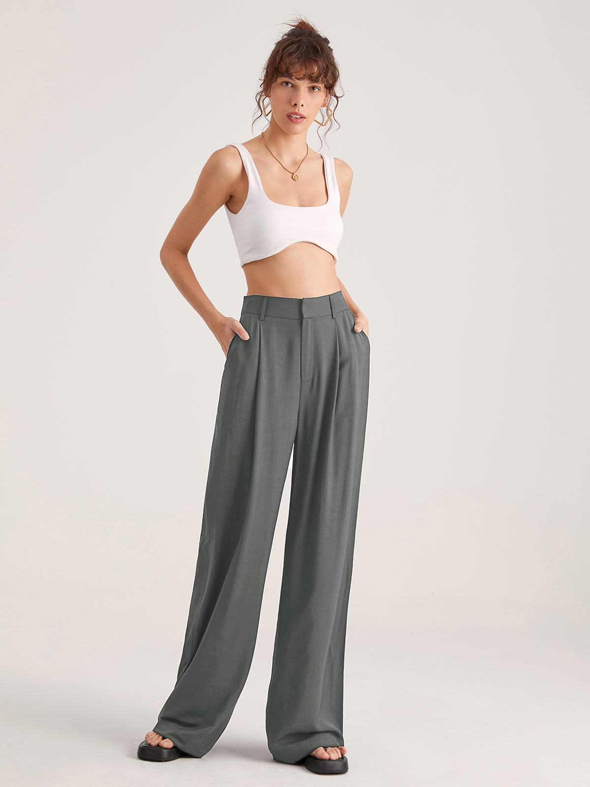 Mia - Oversized volnočasové kalhoty s vysokým pasem