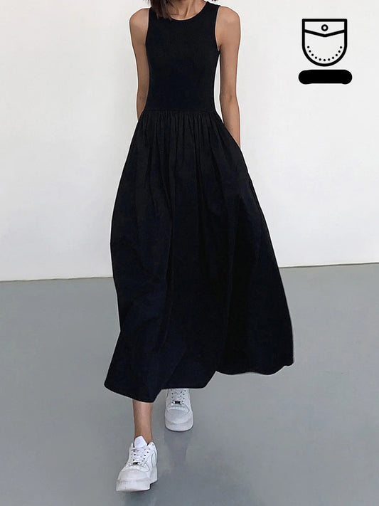 Dlouhé šaty bez rukávů s kulatým výstřihem pro uvolněný styling
