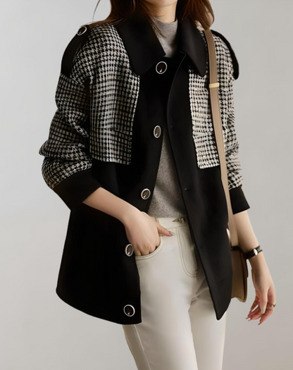 Aira Coat | Dvoubarevný kabát nadměrné velikosti na knoflíky