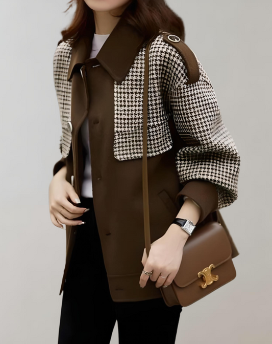Aira Coat | Dvoubarevný kabát nadměrné velikosti na knoflíky