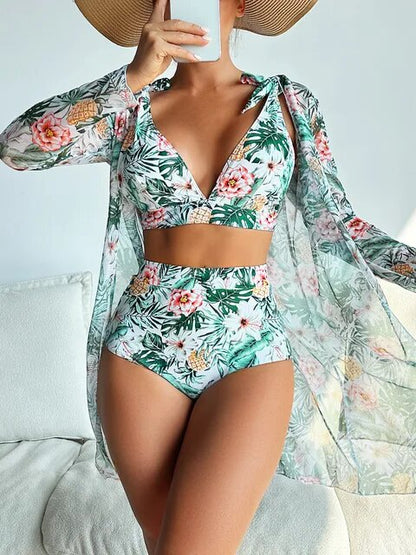 LD Sexy bikiny s květinovým vzorem a překrytím