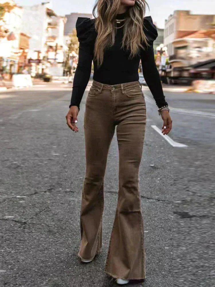Elegantní dámské kalhoty s vysokým střihem